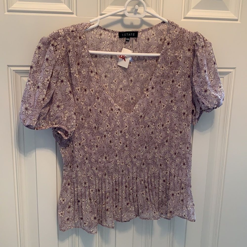 1. STATE lavender flower blouse